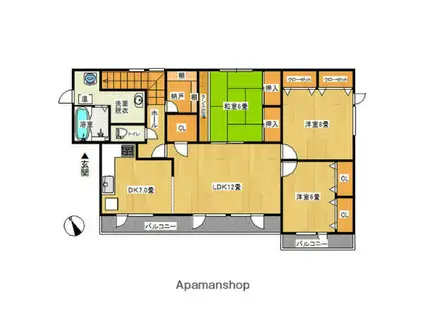 北海道小樽市 2階建 築34年(3LDK)の間取り写真