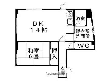 カキザキビル(1DK/3階)の間取り写真