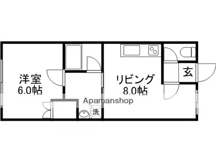 メゾンU&S(1LDK/1階)の間取り写真