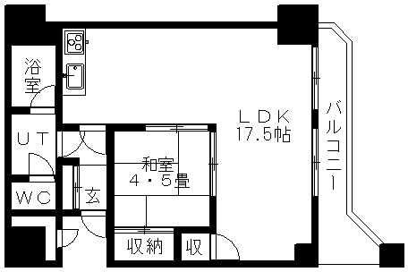 第78松井ビル(1LDK/6階)の間取り写真