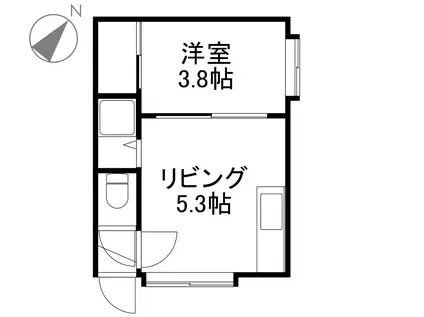 クルーズハウス東札幌(1DK/2階)の間取り写真