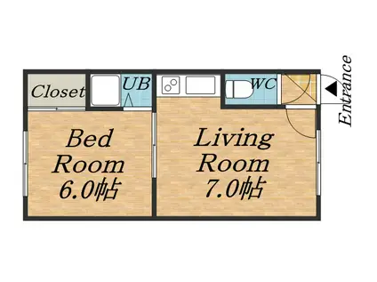 ハイムカトレアB(1DK/1階)の間取り写真