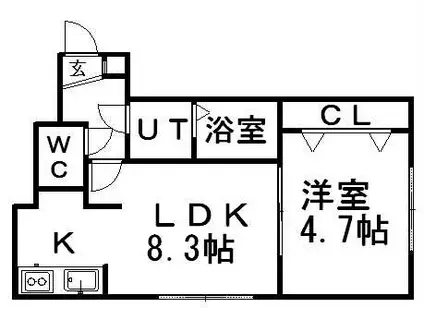 ヴィラメゾン菊水6条(1LDK/2階)の間取り写真
