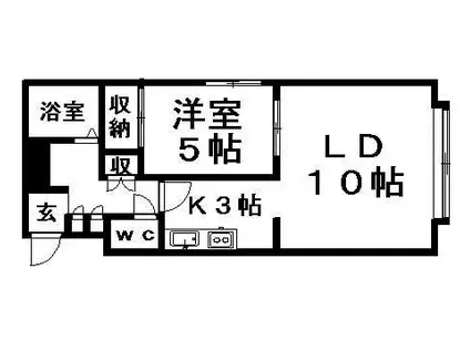 ドムス美園2・5(1LDK/3階)の間取り写真