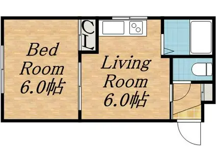 シルバーパールSTR(1DK/1階)の間取り写真