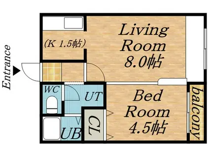 ダイアナ白石ヒルズ III(1DK/2階)の間取り写真