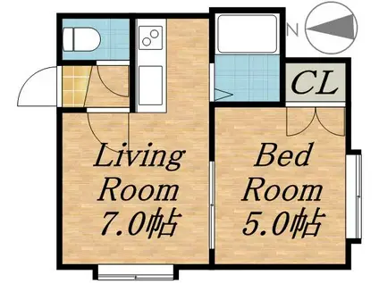 プライムハウス南平岸壱番館(1DK/2階)の間取り写真