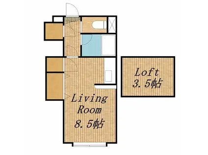 グランジュール中の島(1K/2階)の間取り写真