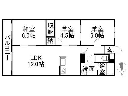 エトワール中の島(3LDK/2階)の間取り写真