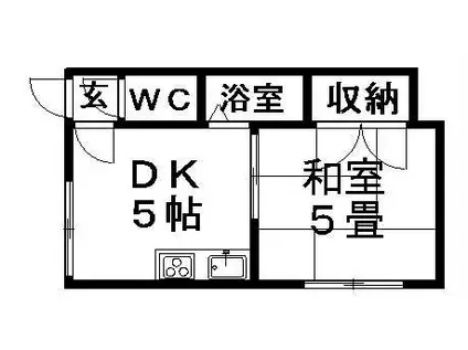 ホワイトレジデンス(1DK/2階)の間取り写真