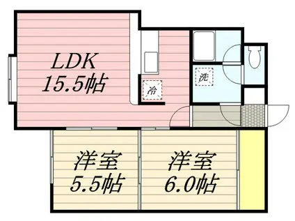 ピュアコート(2LDK/2階)の間取り写真