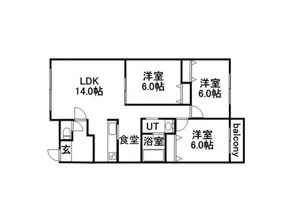 ハイツブラウンⅢ(3LDK/2階)の間取り写真