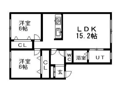 岩泉ハウスA(2LDK/2階)の間取り写真