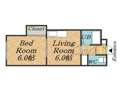 エステート田口(1DK/2階)の間取り写真