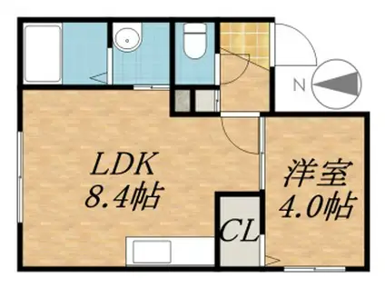 ラフィーネ学園前Ⅱ(1LDK/1階)の間取り写真