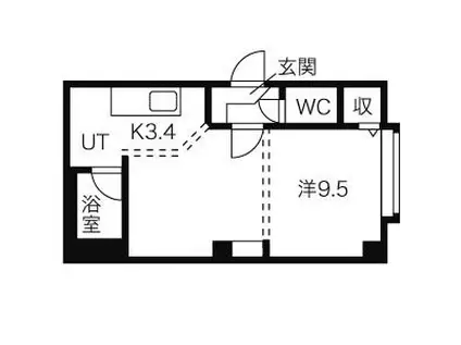 アルコン平岸34(1K/4階)の間取り写真