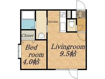 アークコート西岡Ⅳ(1LDK/3階)の間取り写真