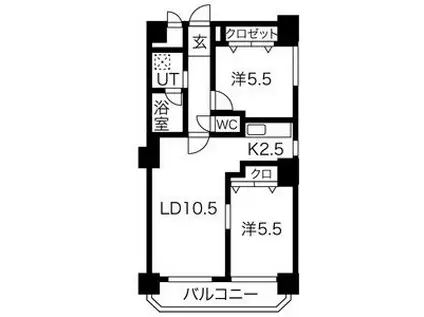 フォンテーヌ豊平(2LDK/4階)の間取り写真