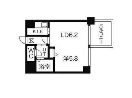 ハウスオブリザ菊水弐番館(1LDK/6階)の間取り写真