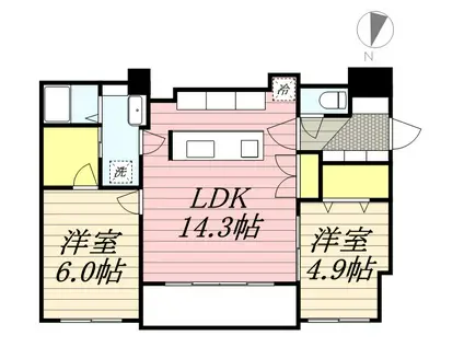 GALUSIA(2LDK/1階)の間取り写真
