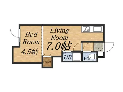 パルコート南郷18(1DK/2階)の間取り写真