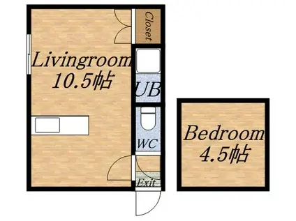 マクセル12/100(1DK/2階)の間取り写真