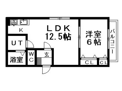 ロゼジョーヌ(1LDK/2階)の間取り写真