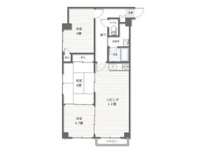 エルカミノ平岸(3DK/6階)の間取り写真