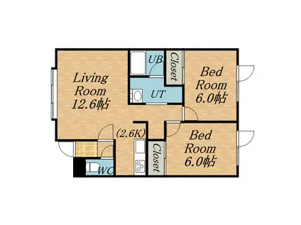 フラット28(2LDK/1階)の間取り写真