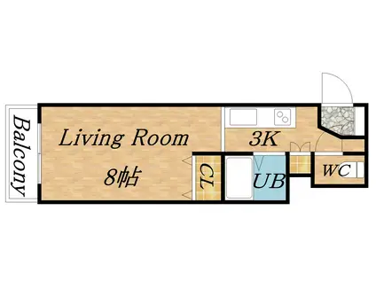 メゾンクレスト北大前2(ワンルーム/9階)の間取り写真