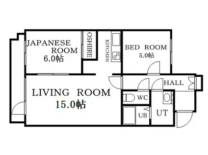 サンポイント北郷(2LDK/3階)の間取り写真