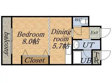AMMS18(1DK/8階)の間取り写真