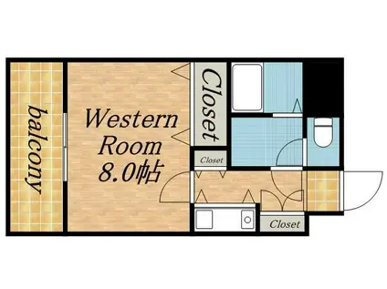 トーカン中の島キャステール(ワンルーム/3階)の間取り写真