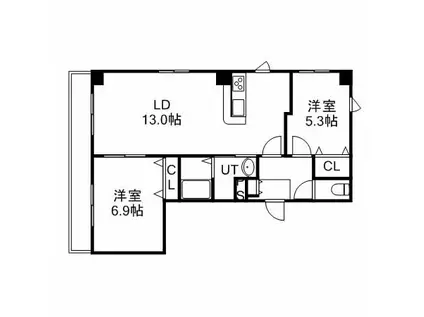 HILLS GARDEN 東札幌(2LDK/9階)の間取り写真