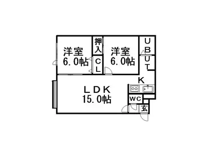 ベルツリーⅡ(2LDK/2階)の間取り写真