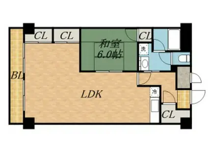 ライオンズマンション平岸第2A棟(1LDK/9階)の間取り写真