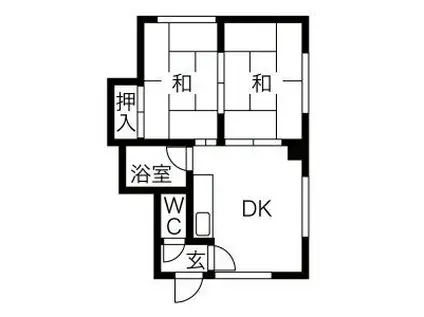澄川高台ハイツ(2DK/1階)の間取り写真
