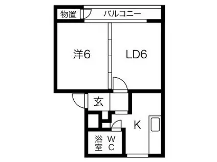 澄川グリーンハイツ(1DK/3階)の間取り写真