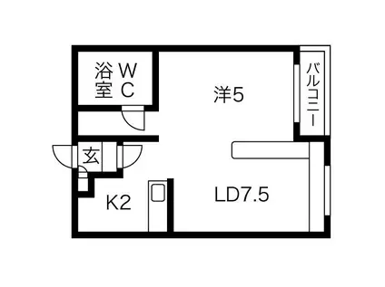 ハウスオブリザ平岸壱番館(1LDK/2階)の間取り写真