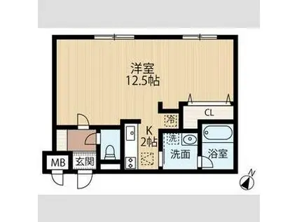 SOLEIL2・6(ワンルーム/2階)の間取り写真