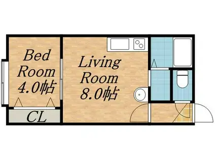 アークコート平岸(1LDK/3階)の間取り写真
