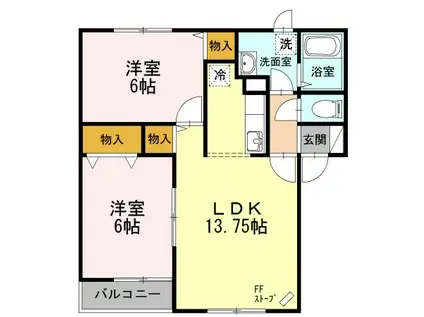 エスタシオンC(2LDK/1階)の間取り写真