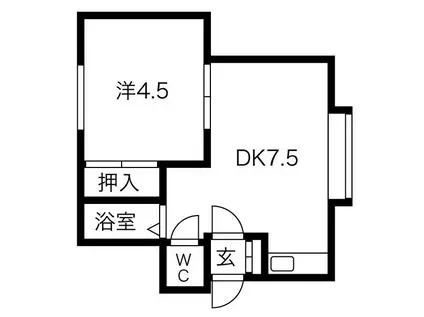 五つ星パレス(1DK/2階)の間取り写真