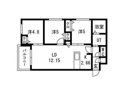 フィンガークロス(3LDK/3階)の間取り写真