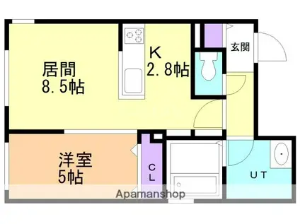 GIRASOL ヒラソル(1LDK/3階)の間取り写真