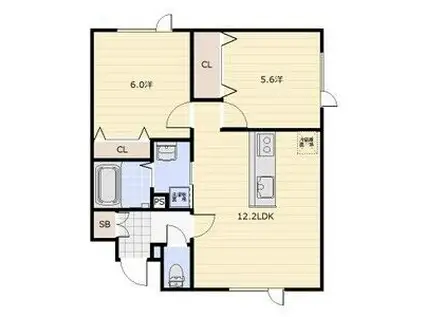 EIE月寒西(2LDK/3階)の間取り写真