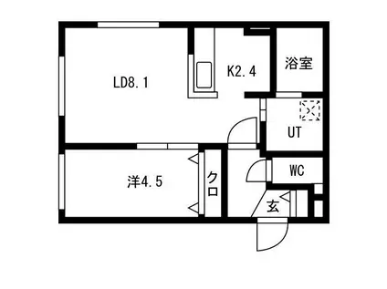 MUT福住(1LDK/3階)の間取り写真
