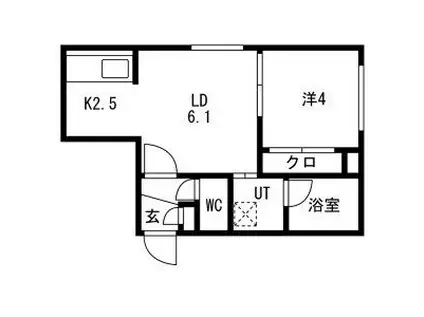 CAMPANELLA平岸 平岸4-9MS(1LDK/4階)の間取り写真