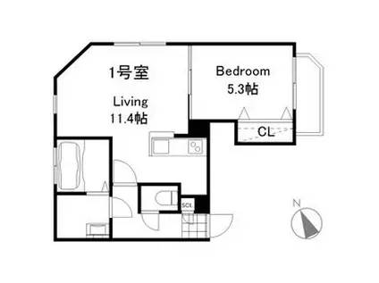 AXIS-WILL MISONO STA(1LDK/3階)の間取り写真