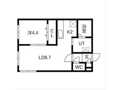 グランデール南郷(1LDK/2階)の間取り写真
